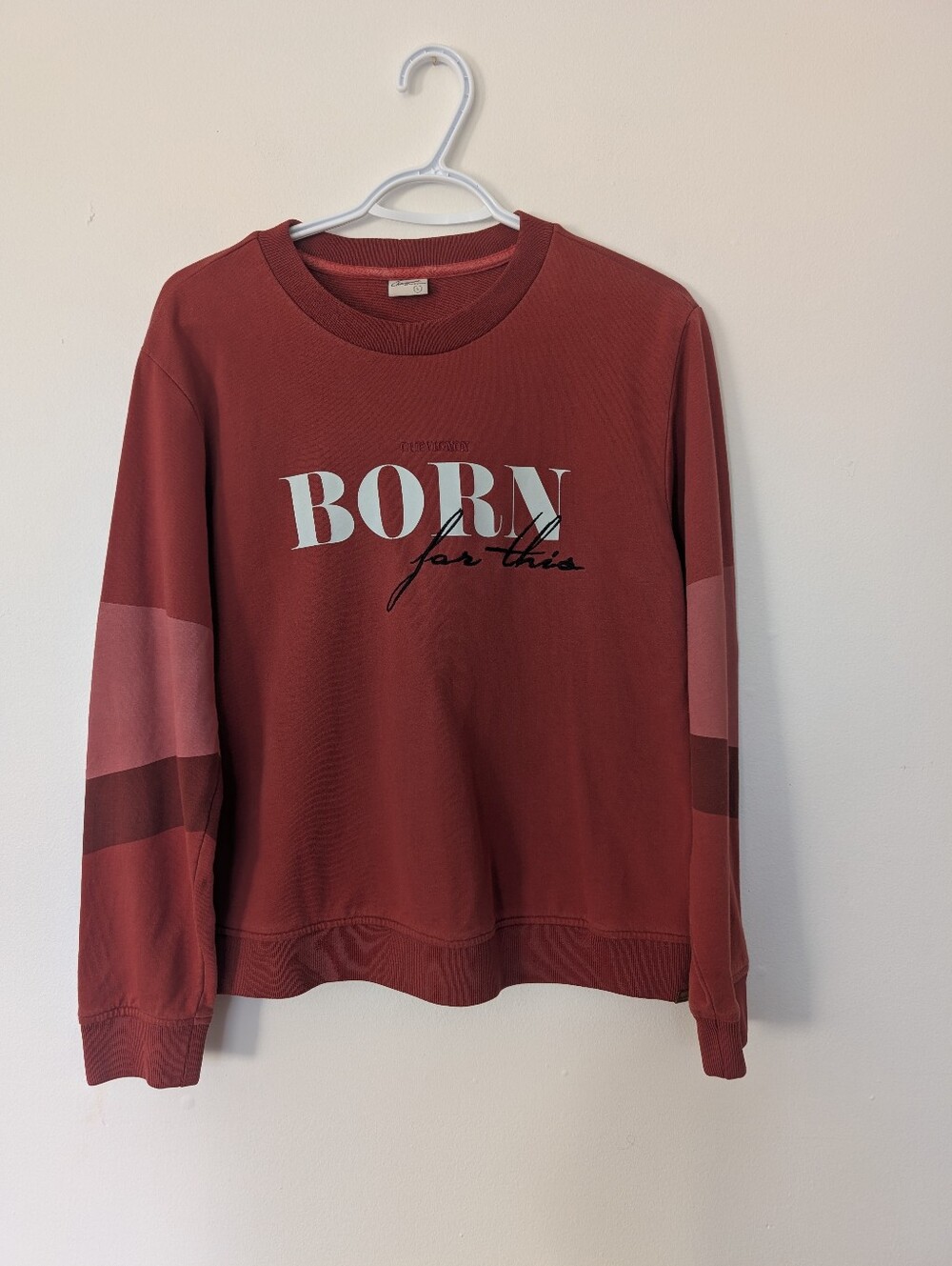 Chevignon Born For This Graphic Crewneck Cotton Sweatshirt Terracotta Red L